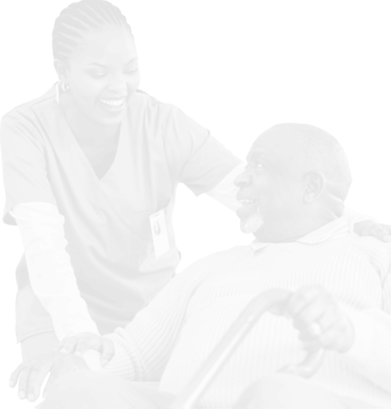 aide and elderly woman smiling